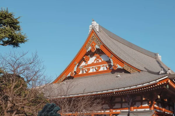 Een Dichtbij Uitzicht Van Sensoji Tempel Dak Onderdeel — Stockfoto