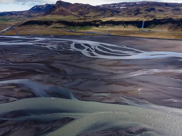 Dron Aéreo Los Ríos Volcánicos Thingvellir Islandia — Foto de Stock