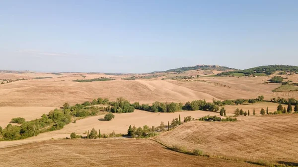 Uma Vista Aérea Dos Campos Toscana Localizado Itália Visto Belo — Fotografia de Stock