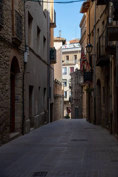 Beautiful View Narrow Street Traditional Residential Buildings Old Town Solsona — Stock Photo, Image