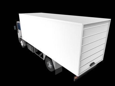 Kamyon nakliye aracı, beyaz arkaplanda 3d görüntü izole etti