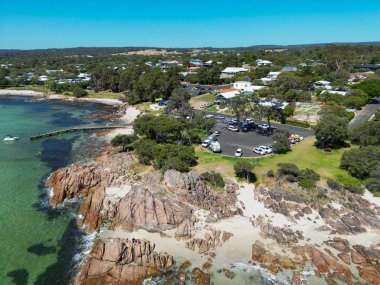 Kırsal kesimde açık, güneşli bir günde yemyeşil bir deniz manzarası.