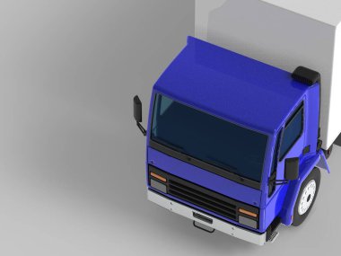 Kamyon nakliye aracı, beyaz arkaplanda 3d görüntü izole etti