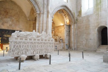 Ines de Castro 'nun beyaz mezarının mimari detaylarına yakın çekim