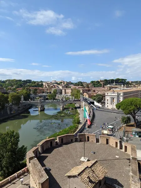 Krásná Krajina Starého Mostu Přes Řeku Starověkém Římě Itálie — Stock fotografie