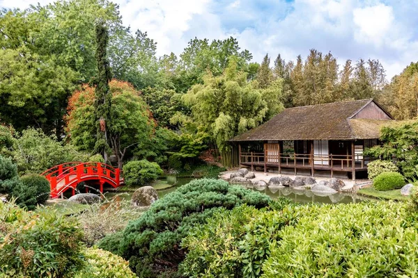 Vacker Utsikt Över Jardin Japonais Pierre Baudis Botanisk Trädgård Toulouse — Stockfoto