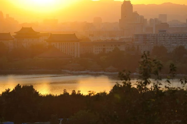 Una Hermosa Foto Del Paisaje Urbano Beijing Durante Puesta Sol — Foto de Stock