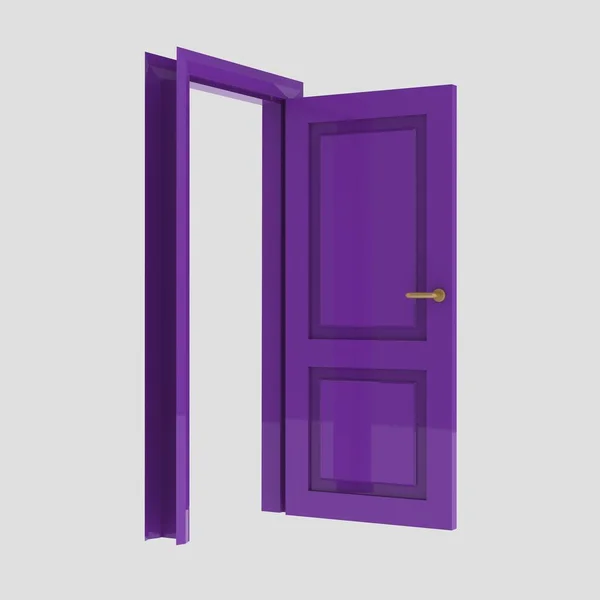Púrpura Puerta Interior Madera Ilustración Conjunto Diverso Abierto Cerrado Fondo —  Fotos de Stock