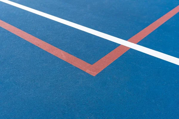 Csodálatos Kék Teniszpályák Fehér Vonalakkal Piros Pickleball Vonalakkal — Stock Fotó