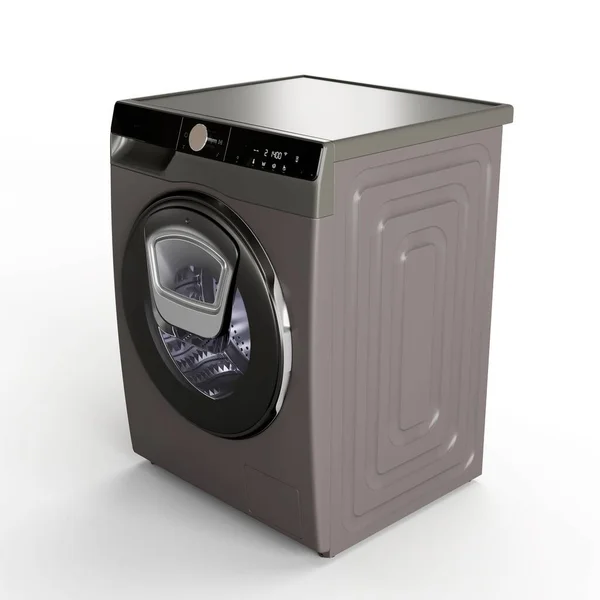白色背景上隔离的洗衣机的3D插图 — 图库照片