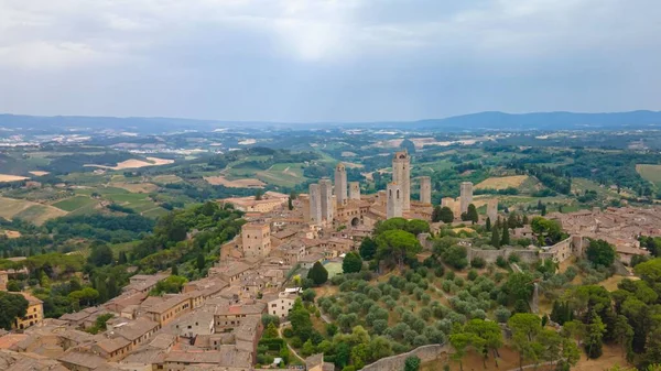 意大利托斯卡纳San Gimignano Torre Grossa鸟瞰图 — 图库照片