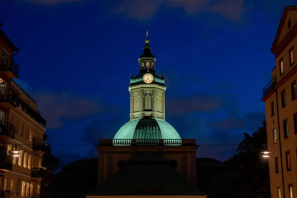 Vacker Utsikt Över Taket Medeltida Byggnad Natten — Stockfoto