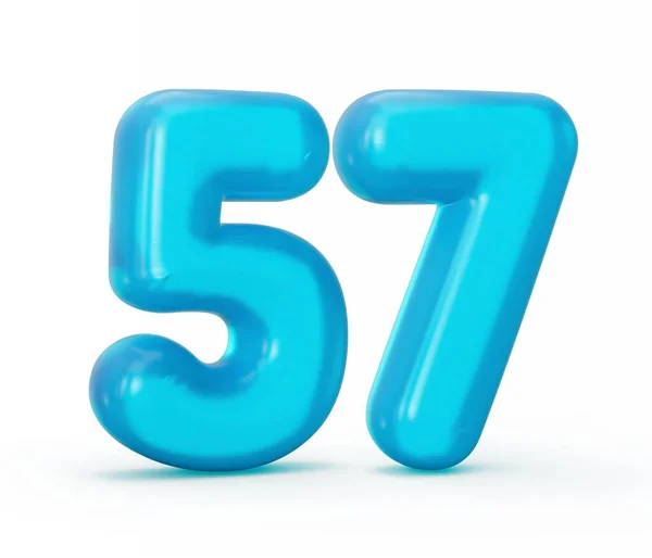 Una Ilustración Del Dígito Blue Jelly Fifty Seven Aislado Sobre — Foto de Stock