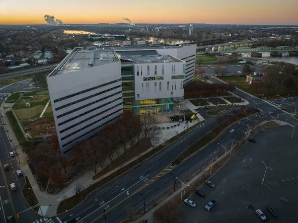 Una Vista Aérea Amanecer Sobre Los Edificios Centro Trenton Nueva — Foto de Stock