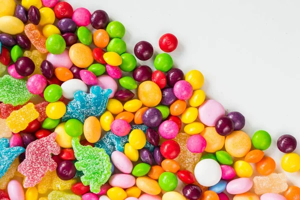 Gros Plan Bonbons Colorés Sur Fond — Photo