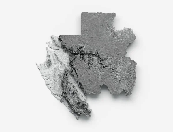 加蓬地图的三维图解 — 图库照片