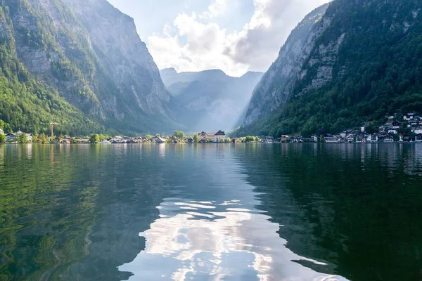 Avusturya Hallstatt Göl Köyünün Güzel Bir Görüntüsü — Stok fotoğraf