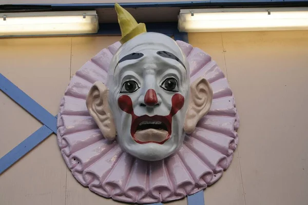 Een Close Opname Van Een Clown Gezicht Figuur Rye Playland — Stockfoto
