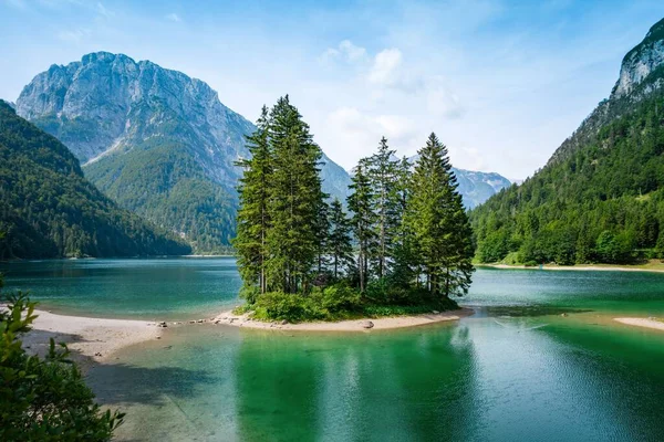 Ein Atemberaubender Blick Auf Üppige Bäume Und Smaragdgrünes Wasser Lago — Stockfoto