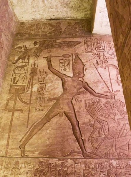 Świątynia Ramzesa Abu Simbel Egipt Jej Hieroglifami Antykami — Zdjęcie stockowe