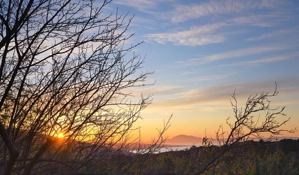 Tarifa Jabal Musa Dağının Üzerinde Güzel Bir Gün Doğumu Görüntüsü — Stok fotoğraf