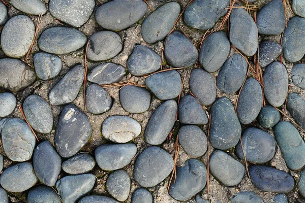 Een Bovenaanzicht Van Grijze Stenen Naast Elkaar Grond Perfect Als — Stockfoto