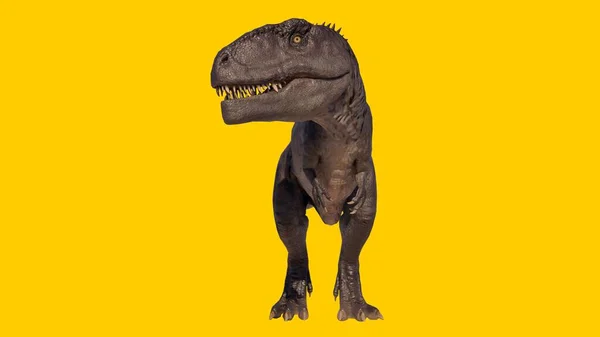 Иллюстрация Динозавра Изолированного Желтом Фоне — стоковое фото