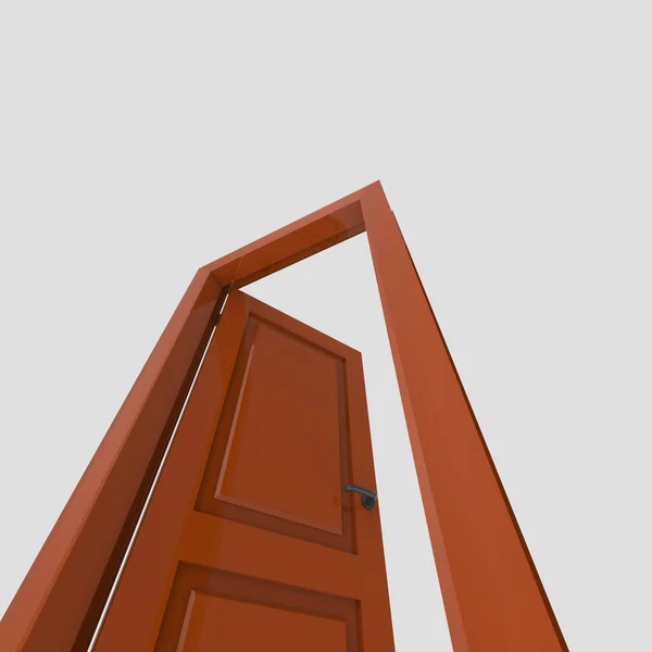 Orange Holz Innentür Illustration Verschieden Offen Geschlossen Isoliert Weißer Hintergrund — Stockfoto