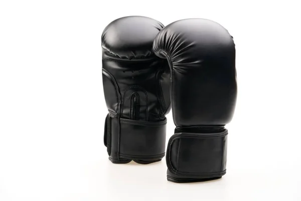 Ett Par Svarta Boxningshandskar Isolerade Vit Bakgrund — Stockfoto