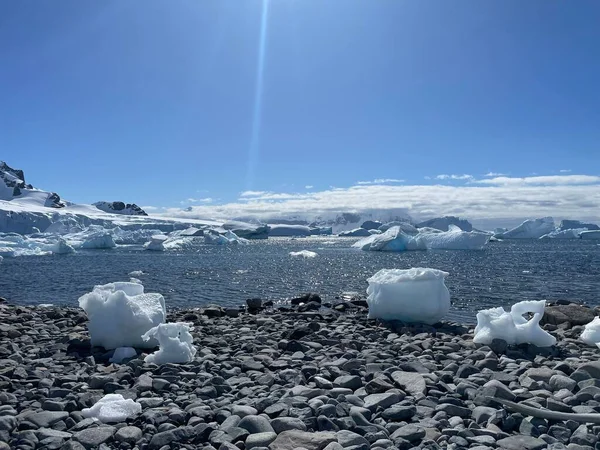 Plan Pittoresque Glaçons Sur Côte Océan Antarctique — Photo