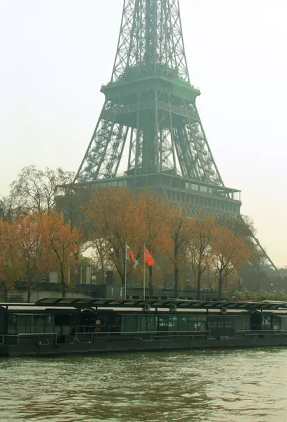 Вертикальний Знімок Історичної Ейфелевої Вежі Туманний День Парижі Франція — стокове фото