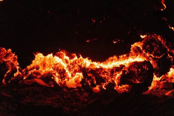 Aerial View Volcano Eruption Night — Stock Photo, Image