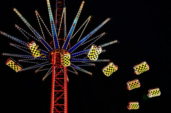 Illuminated Carousel Spinning Black Background — Stock Photo, Image