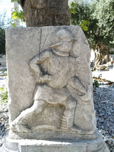 Stone Sculptured Scissor Roman Gladiator Relief Bodrum Museum Underwater Archaeology — Stock Photo, Image