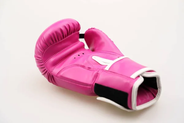 Enda Rosa Boxningshandske Isolerad Vit Bakgrund — Stockfoto