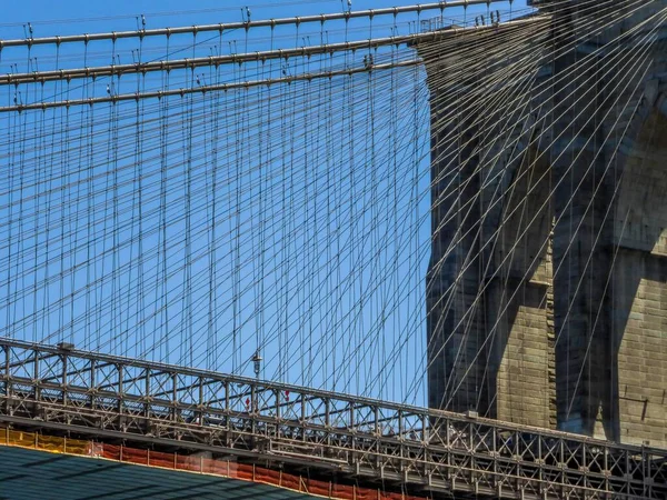 Krásný Výhled Brooklynský Most Proti Modré Obloze — Stock fotografie