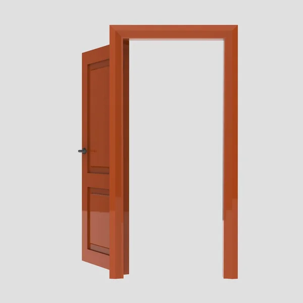 Orange Wooden Interior Set Door Illustration Different Open Closed Isolated — Stock Photo, Image
