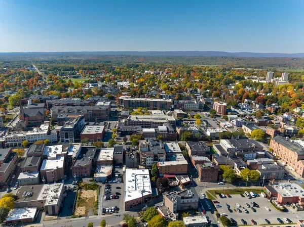 stock image Early afternoon autumn aerial photo view of Saratoga Springs NY.