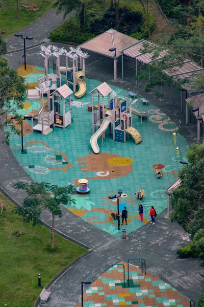 Crianças Brincando Tung Chung Playground Vista Superior — Fotografia de Stock