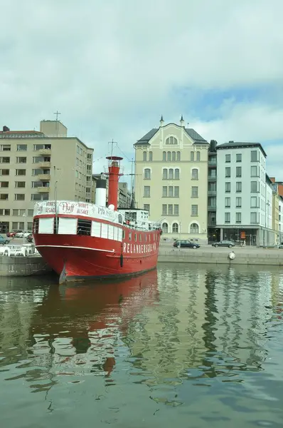 Det Berömda Lightship Relandersgrund Vatten Förtöjd Hamn Helsingfors Finland — Stockfoto