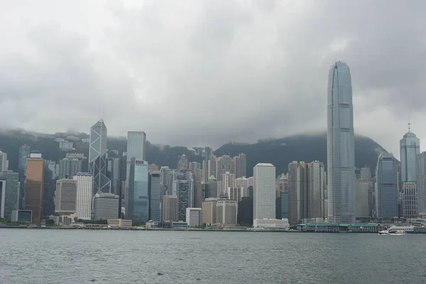 Чудовий Знімок Цитарного Пейзажу Гонконгу Туманний День — стокове фото