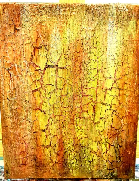 Tiro Vertical Amarelo Brilhante Rachado Pintura Textura — Fotografia de Stock
