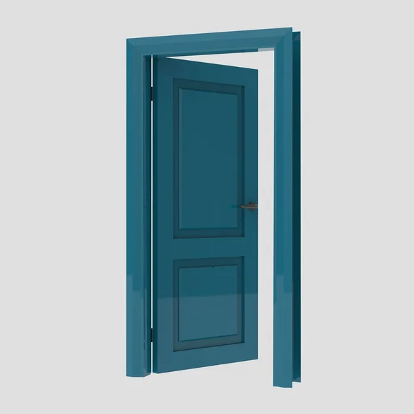 木製のインテリアドアのイラストセット別のオープンクローズ隔離された白い背景 — ストック写真