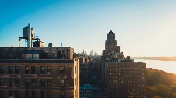 Una Hermosa Vista Una Puesta Sol Azotea Nueva York —  Fotos de Stock
