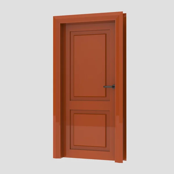 Oranžové Dřevěné Interiér Nastavit Dveře Ilustrace Jiné Otevřené Uzavřené Izolované — Stock fotografie