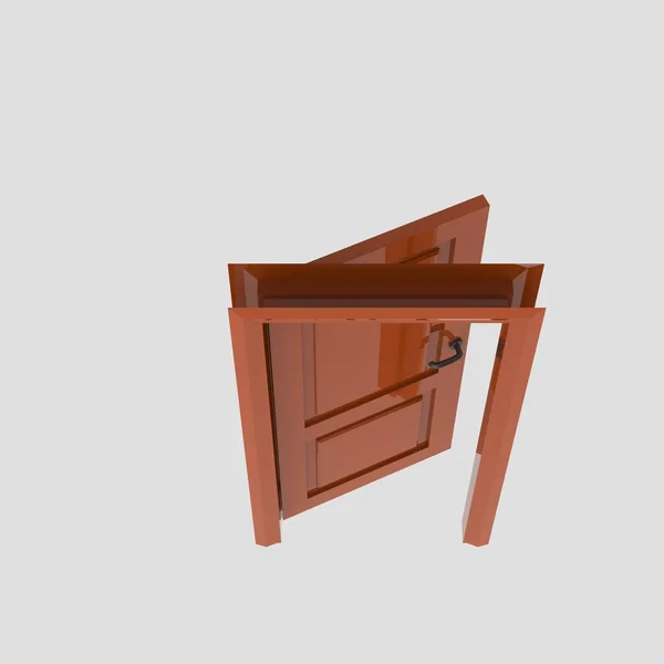 Πορτοκαλί Ξύλινο Εσωτερικό Σύνολο Πόρτα Εικονογράφηση Διαφορετικά Ανοιχτό Κλειστό Απομονωμένο — Φωτογραφία Αρχείου