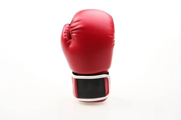 Enda Röd Boxningshandske Isolerad Vit Bakgrund — Stockfoto
