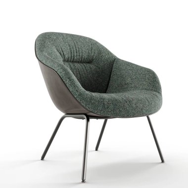 Beyaz arka planda izole edilmiş rahat bir sandalyenin 3 boyutlu bir çizimi