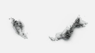 Malezya Haritasının 3 boyutlu bir çizimi Gölgeli Yardım