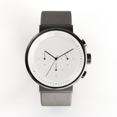 Beyaz arka planda izole edilmiş modern lüks bir adamın dikey çekimi.